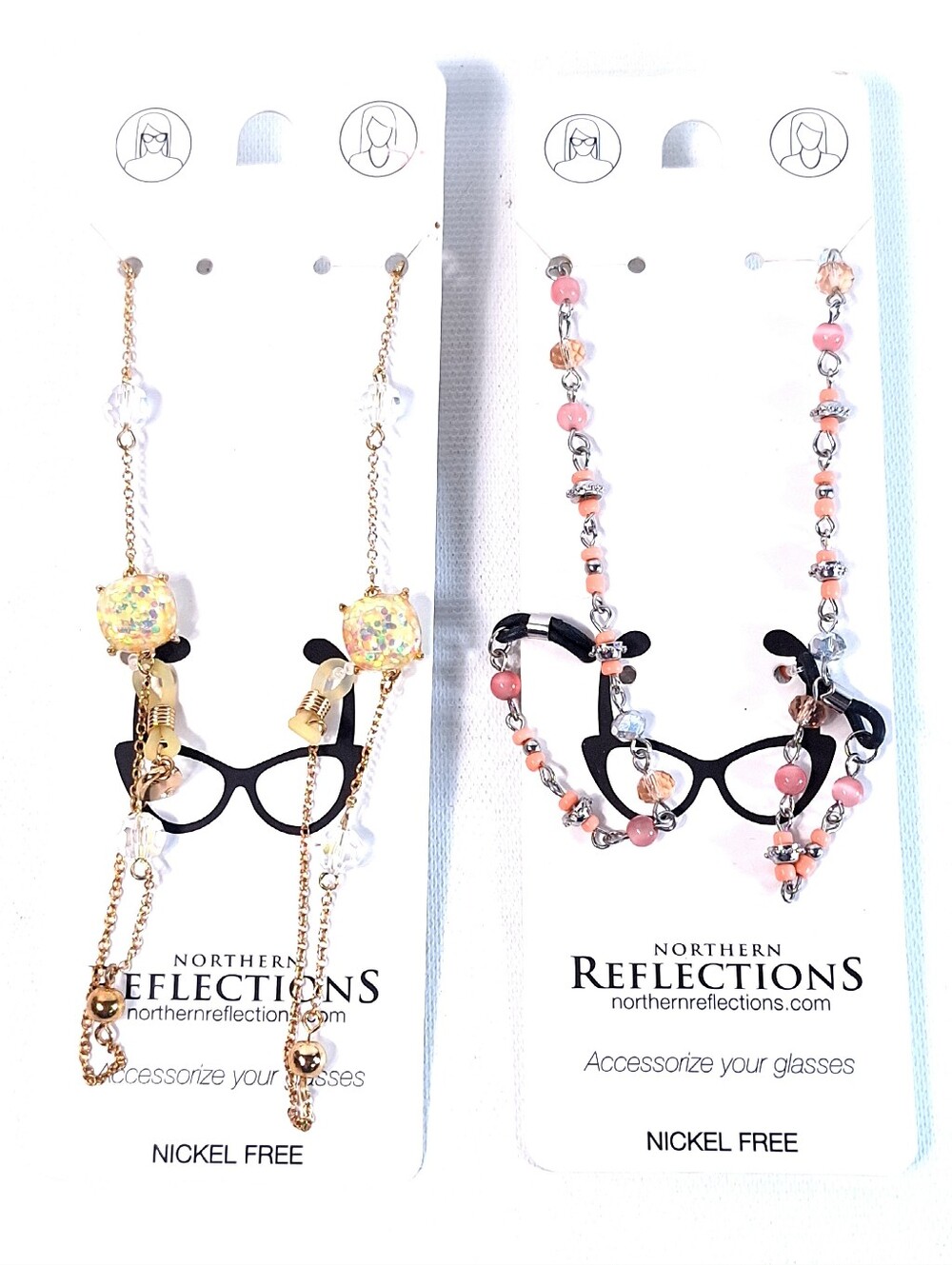 Northern Reflections Beaded Eyeglass Chain Holder Set Nickel-Free Beaded 2 Pack